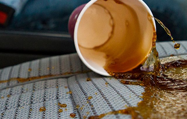 coffe spilled on the car seat
