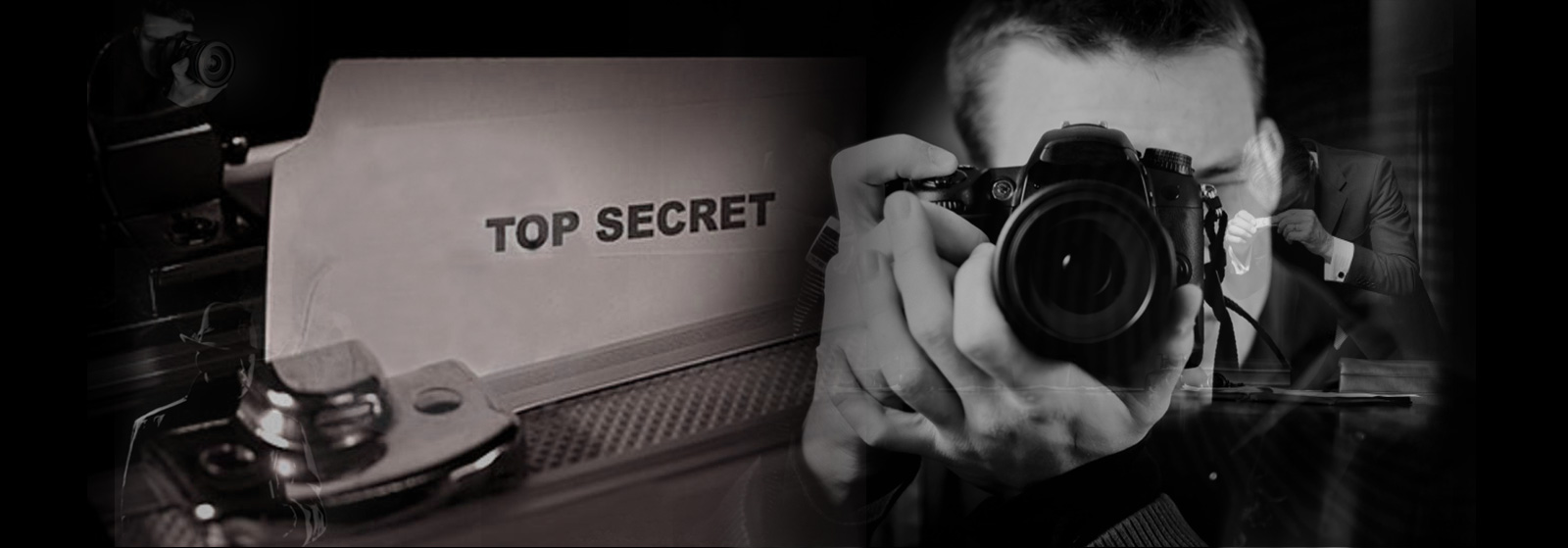 top secret writing and private detective with a camera