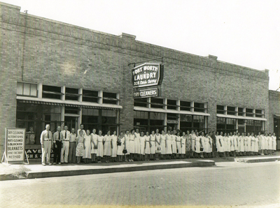 old picture of dry cleaning shop