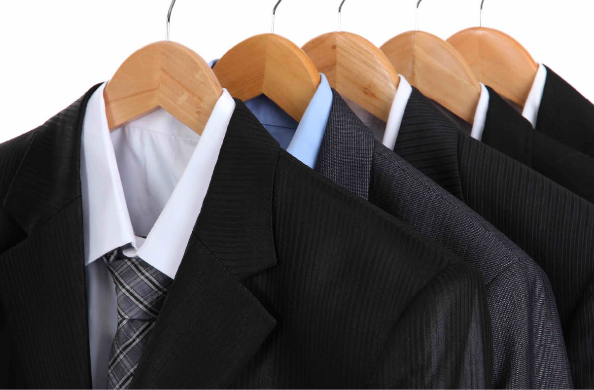 suits on wooden hangers