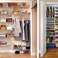 organized closet and pantry