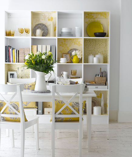 kitchen shelves floral decor