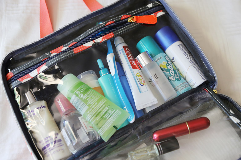 organize toiletries for travel