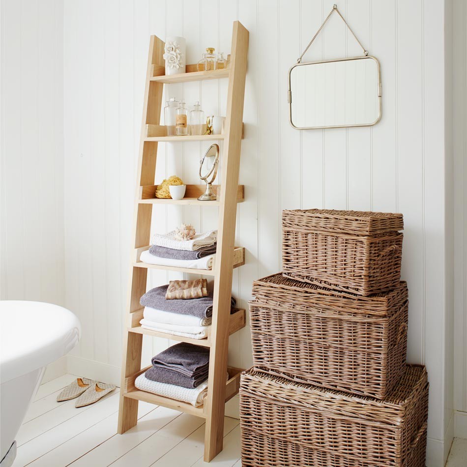 a ladder storage in bathroom