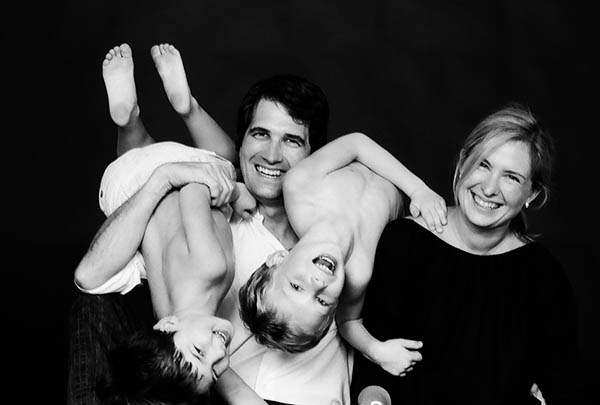 black and white fun family photo