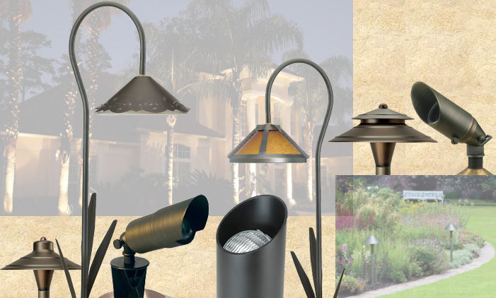 different low-voltage landscape lights