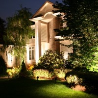 house with landscape lights