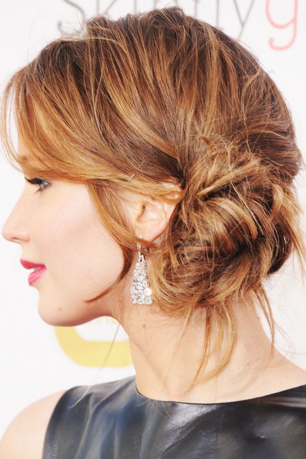messy side bun prom hairstyle