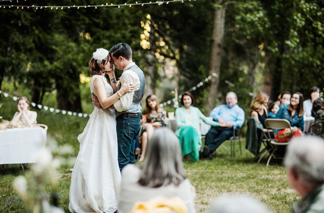 cute newlyweds dancing intimate wedding photography