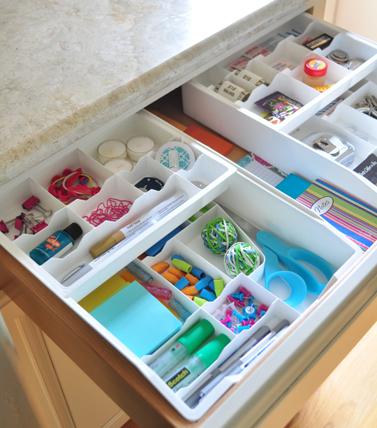 organized stationery drawer