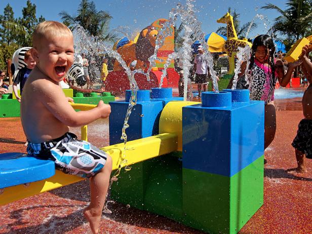 kids playing in a water park