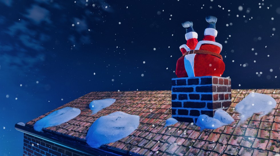 Concept of being in an unhealty state. Santa Claus gets stuck in chimney on christmas eve because he is too fat. Maybe he should hit the gym in January.