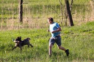 running with a dog