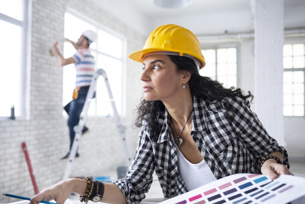 Couple renovating their home.