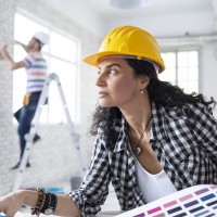 Couple renovating their home.