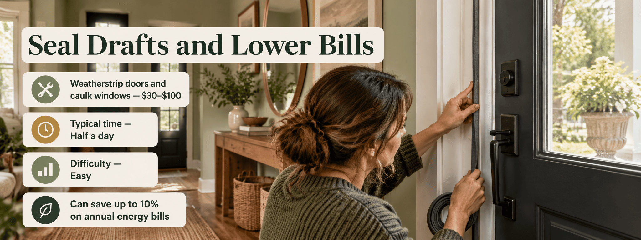 Budget-friendly weatherstripping on a drafty front door
