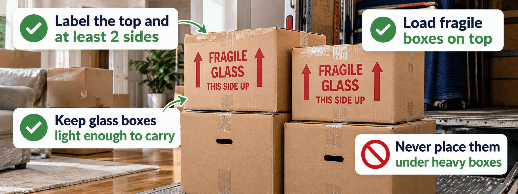 How to wrap glasses for moving and label fragile boxes