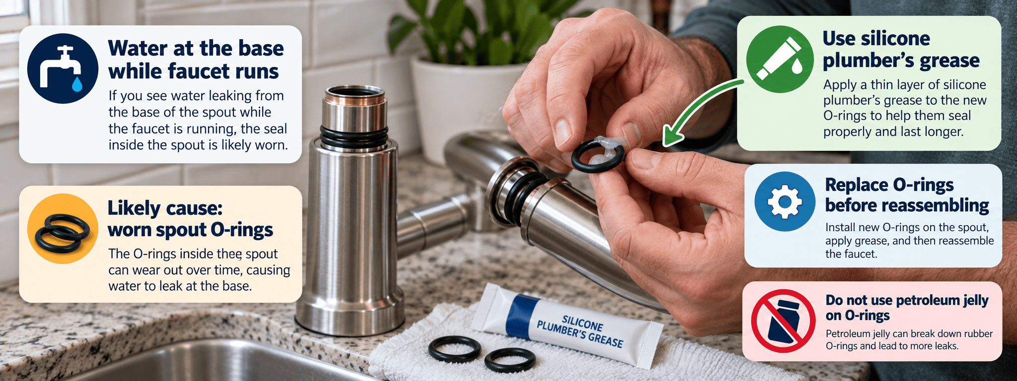 faucet leaking from base