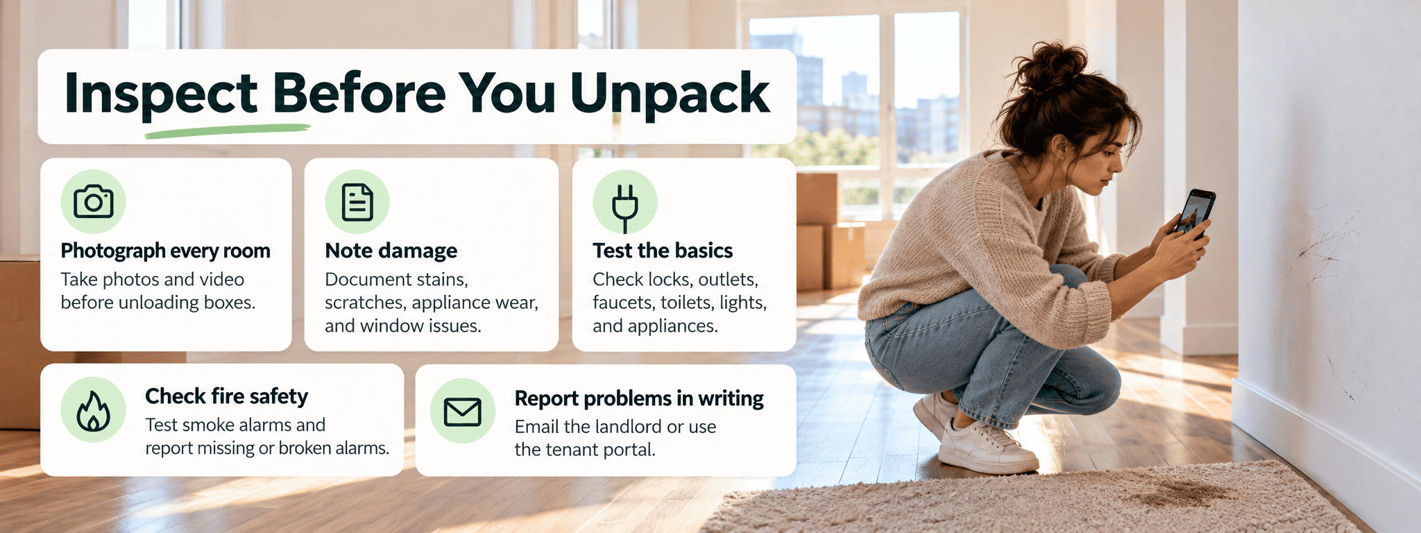Documenting apartment condition on move-in day to protect the security deposit