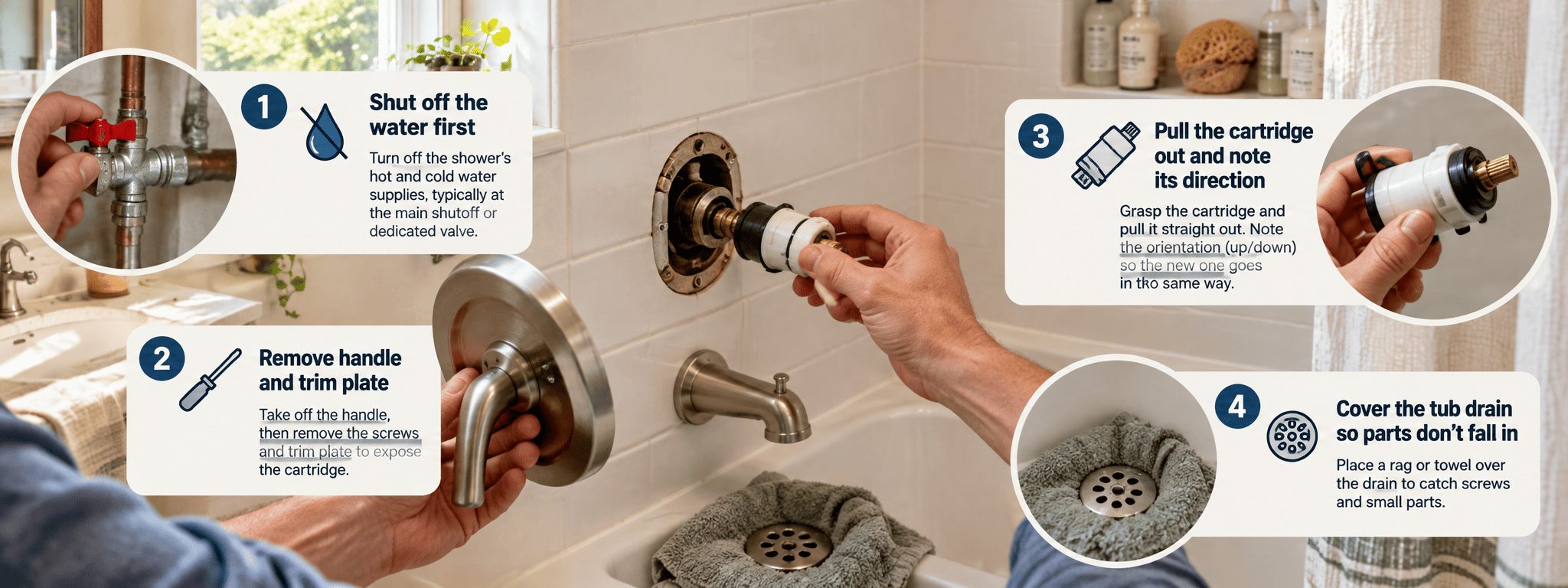 Bathroom plumbing repair points: toilet, bathtub, and shower faucet