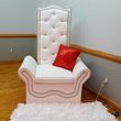 Photo #6: Leather throne chair, fabric draping backdrop, balloon decorating